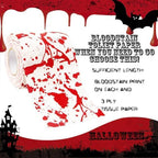 3 Rolls Halloween Bloodstain Toilet Paper Horror Bloodstain Pattern Toilet Paper Halloween Scary Bloody Paper for Spooky Haunted House Party Decoration