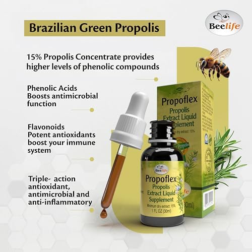 Beelife Brazilian Green Propolis Extract - 15% Extract Bee Propolis Tincture, High Artepillin-C Levels - Natural Antioxidant-Rich Liquid Supplement for Health - Natural Propolis Immune Support, 30ml
