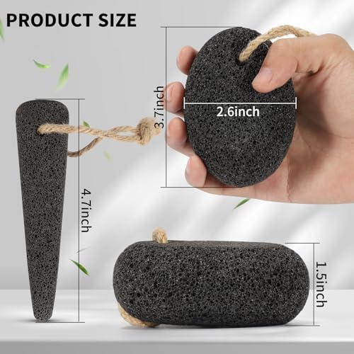 4 PCS Natural Volcanic Pumice Stone for Feet - Rough Feet Scrubber with Hanging Rope for Dead Skin Removal, Pedicure Exfoliation Tool Use for Feet, Elbows, Knees