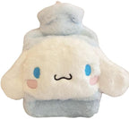 Cute Plush Hot Water Bag, Cartoon Hot Water Bottle with Cute Fleece Cover, Kawaii Design Hand Feet Warmer for Pain Relief, Cramps, Cozy Nights Gifts for Girls Boys Cold Winter (Sky)