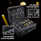 Yueieoun Barber Accessories Case, Profesional Barbers Briefcase Tool Case, Barber Cases for Clippers and Supplies, Hair Scissors Clippers Trimmer Organizer, Barbers Suitcase with Code Lock Black