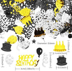Black Happy Birthday Confetti Glitter Gold 16 Confetti Sprinkles Diamond Table Scatter for 16th Birthday Party Decorations