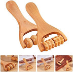 Healifty Wooden Foot Massager Roller Tool for Neck Shoulder Back and Legs - Compact Handheld Acupoint Massage Roller for Muscle Relief and Daily Use 2-Pack