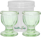 HealthAndYoga™ ChillEyes Transparent Glass Eye Wash Cup - Effective Eye Rinse and Cleansing – Eco-Friendly, Non-Reactive, Safe and Comfortable (Green - Set of 2)
