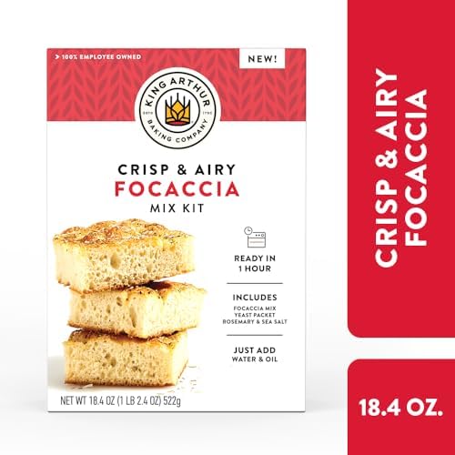 King Arthur Baking Company Crisp & Airy Focaccia Mix Kit 18.4 oz.,Baking Mix - Ready in 1 hour,(Pack of 2)