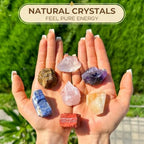Anima Premium 7 Chakra Healing Crystals Set for Energy Alignment - Large Raw Amethyst, Rose Quartz, Citrine, Lapis Lazuli, Clear Quartz, Tigers Eye & Red Jasper - Wooden Gift Box & Guidebook Included