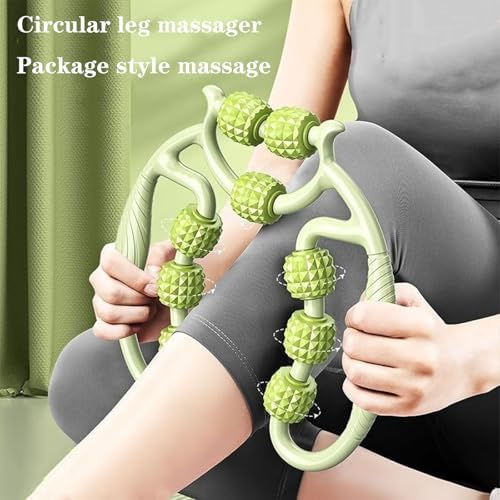 Relajador De Piernas Manual, Meridian Massage Roller for Calf,Leg Massager Roller，9 Wheel Circular Leg Clamp, Leg Roller Massage Tool, Multipurpose Massage Tools (9 Rollers