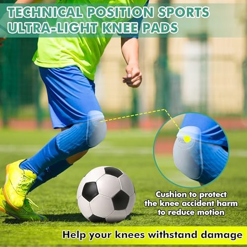 HooLing 4 Pcs Football Knee Pads for Youth, Skill Positions Sports Ultra Light Knee Sleeve for School Team Boys Girls Anti Collision Basketball Volleyball Soccer Cycling Wrestling Protector