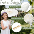 6 Pack 24 Inch White Paper Umbrellas Chinese Japanese Decorative Parasol DIY Oiled Painting Crafts for Wedding Bridal Party Decor