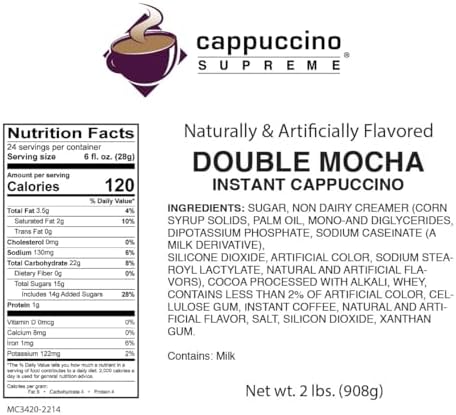 Cappuccino Supreme Double Mocha Instant Cappuccino Mix 6 x 2 lbs