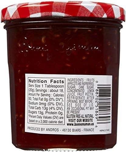 Bonne Maman Apricot Raspberry Preserves, 13 oz (Pack of 2)