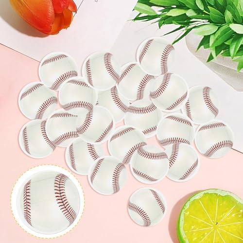 48 PCS Edible Baseball Cupcake Toppers Wafer Paper Sports Balls Cupcake Picks Edible Baseball Cupcake Decorations for Sports baseball Theme Baby Shower Kids Birthday Party Cake Decoration Supplies