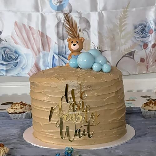 We Can Bearly Wait Cake Topper,Bear Cake Decorations,We Can Bearly Wait Acrylic Mirror Cake Topper for Baby Shower Party Supplies,Gender Reveal Party Supplies