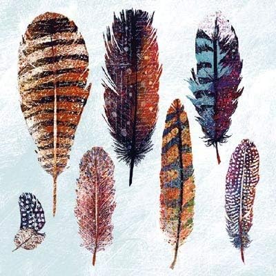 20 Napkins Paper Feather Feathers Blue Ambiente 33x33 cm
