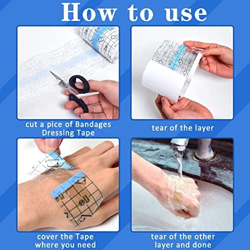 OBTANIM Transparent Waterproof Stretch Clear Adhesive Film Bandage Skin Dressing Tape for Tattoo Aftercare (2 x 394 Inch)