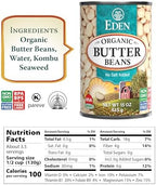 Eden Organic Butter Beans, (Baby Lima Beans), No Salt Added, USA Grown, Non GMO, 15 oz (12-Pack)