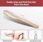 Tweezers for Man, Professional Round Tips Plucker for Chin, with Leather Travel Case (Light Gold)