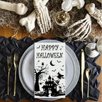 Horaldaily 100 Halloween Disposable Paper Decorative Guest Napkins, Castle Tree Bats Tomb Scary Themed Hand Towel for Party Lunch Dinner Kitchen Bathroom