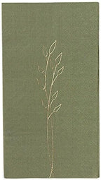 50 Olive Green Soft 2 Ply Disposable Dinner Paper Napkins Embossed Gold Leaves Wedding Party Events Reception Catering Buffet Dining Decorations Supplies