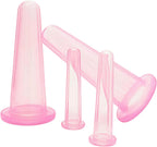 4 Pcs Face Cupping Set, Facial Cupping Set for Face and Eye Massage, Silicone Massage Vacuum Anti Aging Beauty Tool Facial Eye Care (2 Small + 2 Large) (Pink)