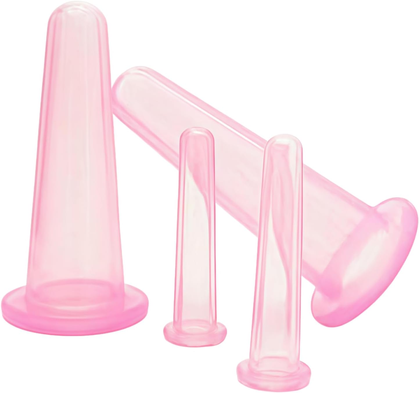 4 Pcs Face Cupping Set, Facial Cupping Set for Face and Eye Massage, Silicone Massage Vacuum Anti Aging Beauty Tool Facial Eye Care (2 Small + 2 Large) (Pink)