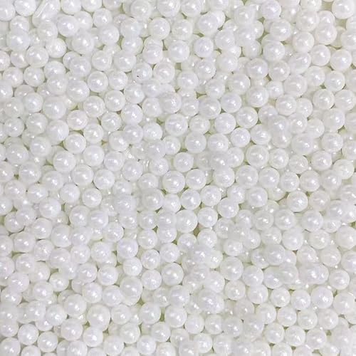 Sentovac 4mm White Pearl Sprinkles Edible Cake Decorating Sugar Candy Cookie Cake Cupcake Topper Ice Cream Baking Decorations Halloween Christmas Valentines Wedding Supplies