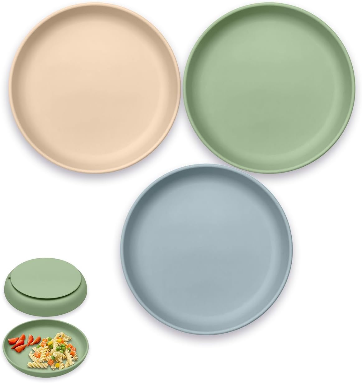 Silicone Adaptive Plates for Elderly & Adults with Special Needs, Non-Slip Suction Base Dining Plates with High Walls - Spill Proof Easy Scoop Eating Aids, Microwave Dishwasher Safe