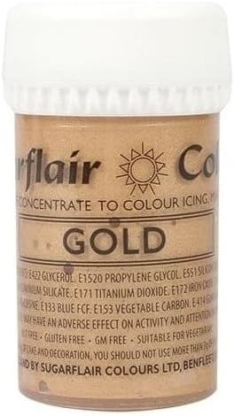 Sugarflair Satin Paste Concentrated Edible Food Colouring Gel Paste - Gold