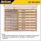 HURRICANE 8pc Wood Lathe Chisel Set with Wooden Box, HSS Wood Turning Tools for Woodworking, for Precision Cutting and Smooth, Detailed Projects