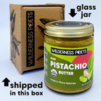 Wilderness Poets, Pistachio Butter - Organic, Raw, 100% Pistachio - Glass Jar (8 Ounce) - Perfect for Dubai Chocolate Bar Desserts with Kataifi or Savory Creations - Unsweetened, California-Grown
