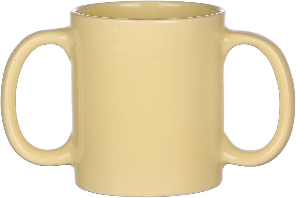 HealthGoodsIn Dual Handle Mug (Double Grip Mug) to Aid Tremors, 11.83 US Fl. Oz. (350 Ml) - Light Lemon Color
