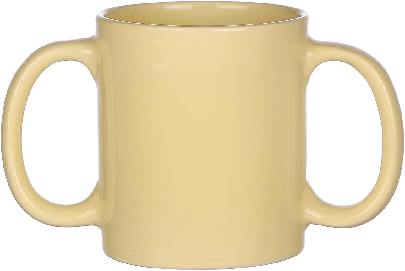 HealthGoodsIn Dual Handle Mug (Double Grip Mug) to Aid Tremors, 11.83 US Fl. Oz. (350 Ml) - Light Lemon Color
