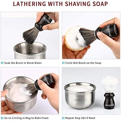 Anbbas Shaving Brush and Holder with Travel Case, Synthetic Badger Hair Ebony Handle Brush 3in1 Kit for Men