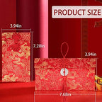 4 Pieces Silk Red Envelope Chinese Red Pocket Lucky Money Hong Bao Card Envelope for Spring Festival Wedding New Year Birthday, 4 Styles with Chinese Knot Jade Pendant Copper Coin (4)
