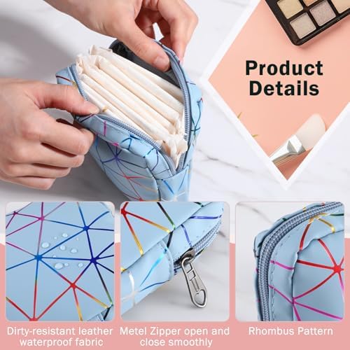2Pcs Waterproof Sanitary Pad Storage Bag with Zipper, Makeup Bags Portable Sanitary Towel Holder, Reusable Women Period Bag, Feminine Product Pouch Cosmetic Organizer Bags for Teen Girl Gift