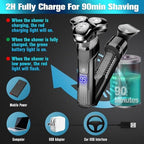 Men's Electric Razor, Upgraded 4D Floating Magnetic Blade Head Rotary Shaver, 3-in-1 Multifunctional for Beard/Nose/Sideburns, IPX7 Waterproof Rechargeable Cordless Shaver, Turbo Speed, Gift for Men