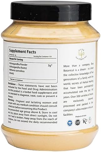 bixa BOTANICAL Ashwagandha Root Powder (Withania Somnifera Root) | 16 Oz / 1 Pound | Indian Ginseng- Best Re-Energizer & Immunity Booster | Herbal Supplement.