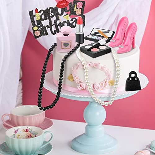 Chunful 9 Pcs Makeup Cake Topper Makeup Birthday Party Decorations 3D Resin Cosmetics Lipstick Perfume Bottle Eye Shadow Blush Make up Cake Decoration for Bridal Shower Bachelorette Women Spa Birthday