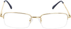 Half Frame Reading Glasses for Men Women Metal Rectangular Frame Spring Hinge + Glasses Strap