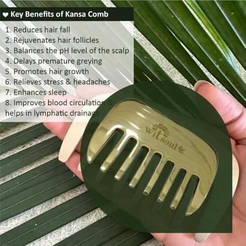 WITSOUL Bronze Kansa Gua Sha Massage Tool for Head Massager - kansa Comb Big Size
