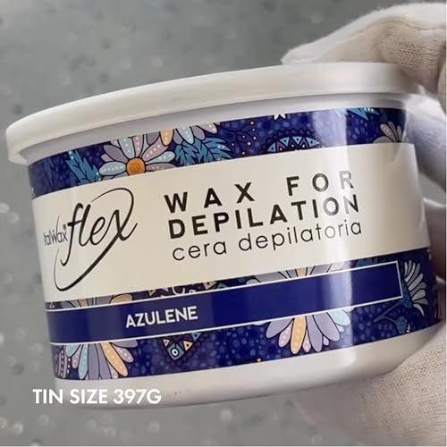 Italwax Flex Azulene - 397g / 14oz - Soft wax for hair removal - Unscented - Liposoluble syntetic formulation - Ideal for waxing all body area