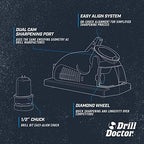 Drill Doctor DD350X Drill Bit Sharpener - 3/32" to 1/2" - Electric Sharpener - High Speed & Portable - for Steel, Masonry, Carbide & Tin-Coated Bits