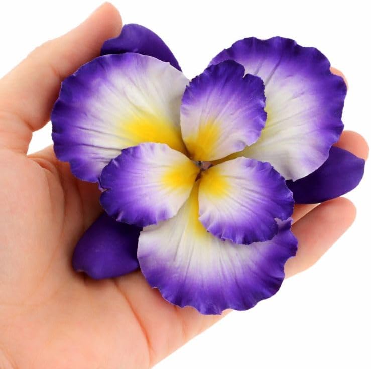 Global Sugar Art Dutch Iris Sugar Cake Flowers, Purple with Yellow Center 1 Count by Chef Alan Tetreault
