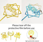 Happy Birthday Cake Topper, 20PCS Gold Acrylic Happy Birthday Sign Cupcake Toppers Set for Boys Girls Women Men Birthday Party Decorations Supplies