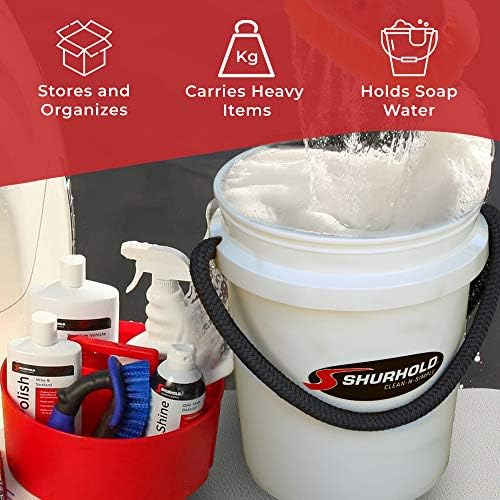 Shurhold 2451 White 5 Gallon Bucket with Black Rope Handle (Pack of 2)