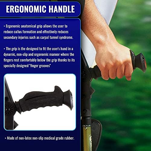 Ergobaum 7G by Ergoactives. 1 Pair (2 Units) of Ergonomic Forearm Crutches - Adult 5' - 6'6'' Adjustable, Foldable, Ergonomic, Shock Absorber, Non-Slip, Knee-Rest Platforms, LED Lights (Black)