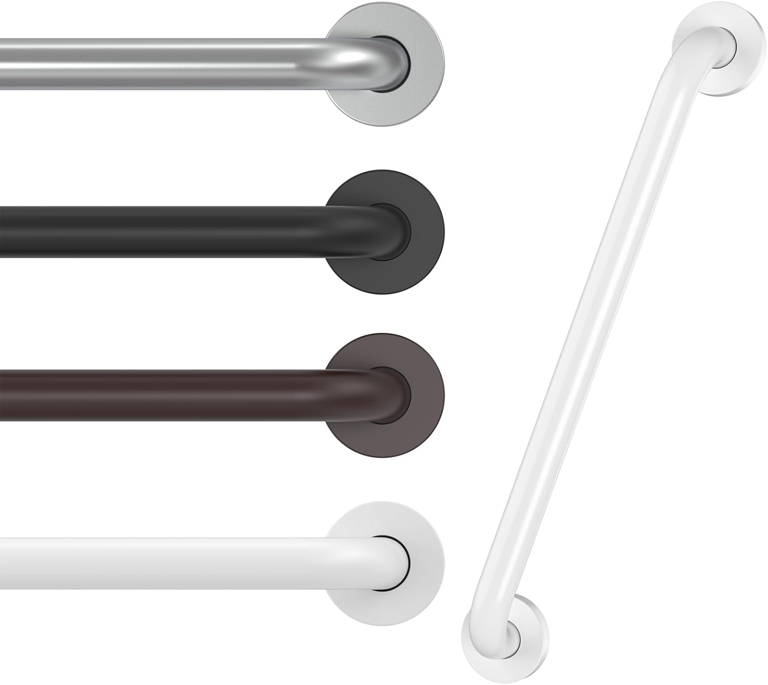16 Inch Grab Bars for Wall White, Safety Shower Grab Bars for Seniors Elderly Handicapped, Handicap Grab Bars for Shower with Concealed Screws, Tesuchan