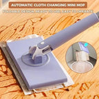 Automatic Cloth Changing Mini Mop,Hands-Free Mini Mop Compatible With Face Towels,Hand-Free Wash Rotating Mop,Push-Pull Handle Design Mop,Wet Dry Mops For Floor Cleaning,With 2 Cloth (36.61in)