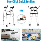 Nightcore Folding Standard Walker，Rehabilitation Auxiliary Walking Aid, Front Wheeled Walker w/Adjustable Height & Removable Armrests, Platform Walkers for Seniors,Disabled, FDA Certification