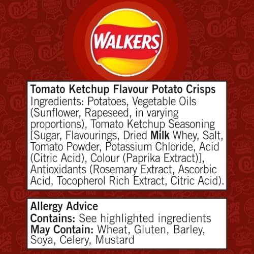 Walkers Tomato Ketchup Crisps Box, 32.5 g (Case of 32)